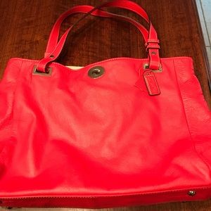 Clark’s coral red leather satchel/purse
